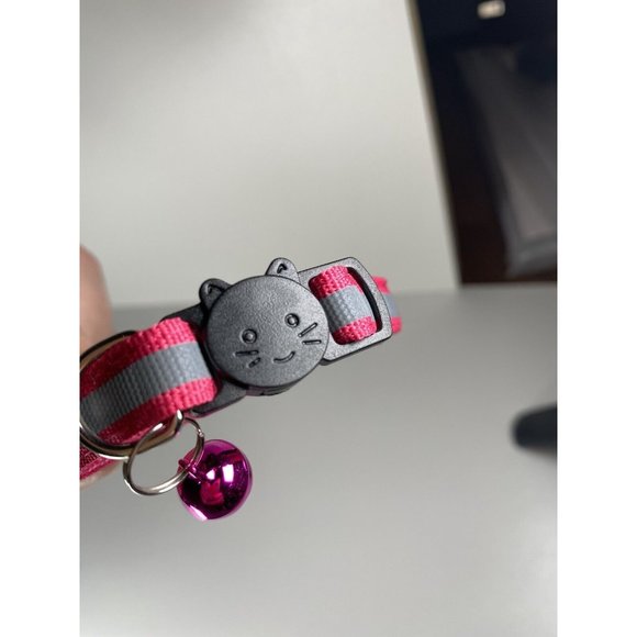 Pink Cat Breakaway Collar New With Jingle Bell And Reflective Strip - Picture 2 of 5